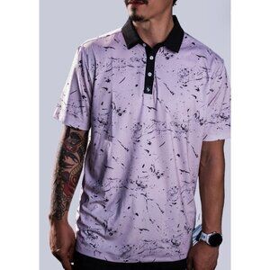NEW! Byrd Gang Golf Drip Cream Polo Shirt Stretch Performance SZ M